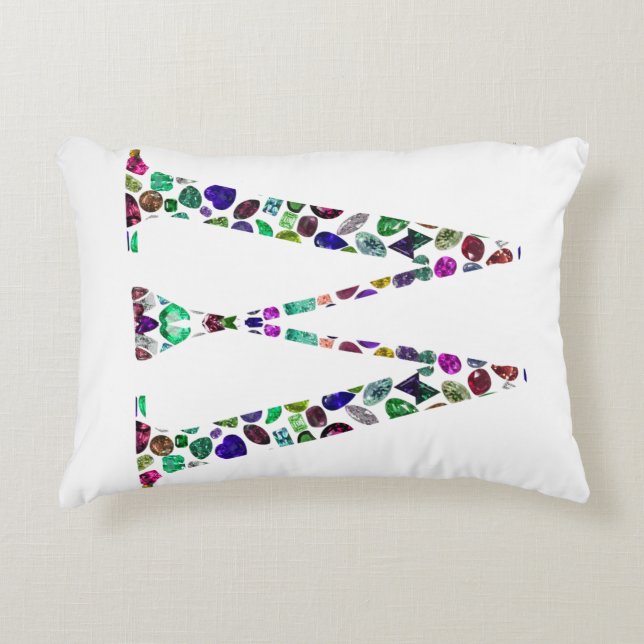 Initial Letter W Gemstone Design Dekokissen (Vorderseite)