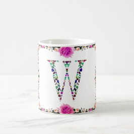 Initial Letter W Gemstone Design Kaffeetasse