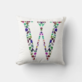 Initial Letter W Gemstone Design Kissen