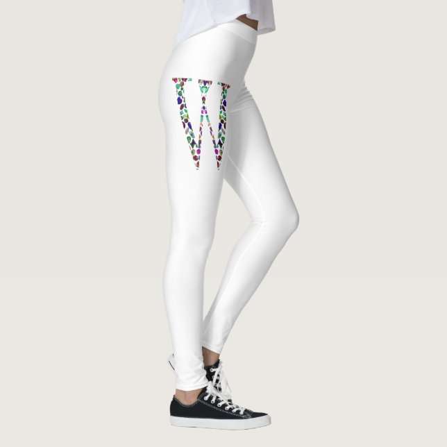 Initial Letter W Gemstone Design Leggings (Rechts)