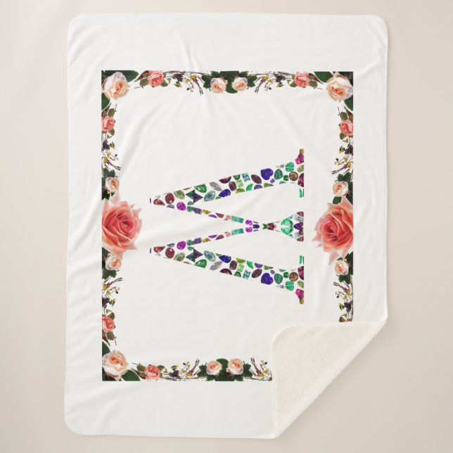 Initial Letter W Gemstone Design Sherpadecke (Vorderseite)