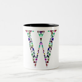 Initial Letter W Gemstone Design Zweifarbige Tasse