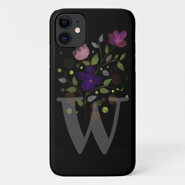 Initial Letter W Plus floral Design Case-Mate iPhone Hülle (Rückseite)