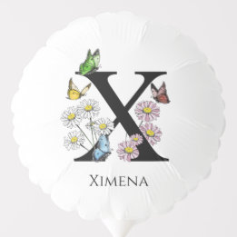 Initial Letter X Floral Butterfly Monogramm Ballon