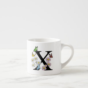 Initial Letter X Floral Butterfly Monogramm Espressotasse