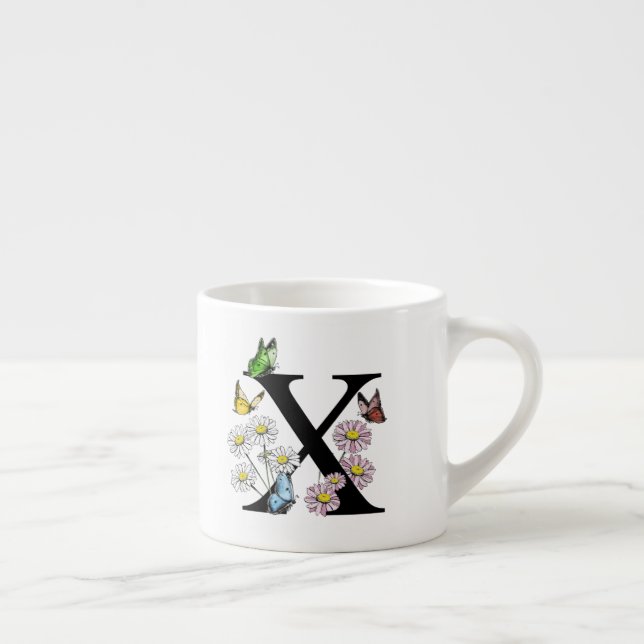 Initial Letter X Floral Butterfly Monogramm Espressotasse (Rechts)
