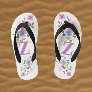 Initial Letter Z Plus floral Design Kinderbadesandalen