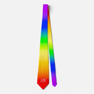 Initial LGBT Rainbow Pride Flag Ombre Stripes Krawatte