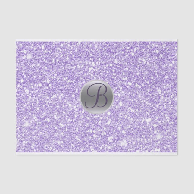 Initial lila Glitzer Sparkle Glam Monogram Seidenpapier (Vorderseite)