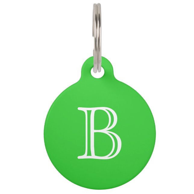 Initial Lime Green White Monogram Tiernamensmarke (Vorderseite)