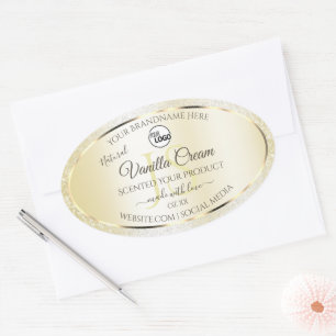 Initial-Logo für die Logos von Goldcreme-Glitzer Ovaler Aufkleber