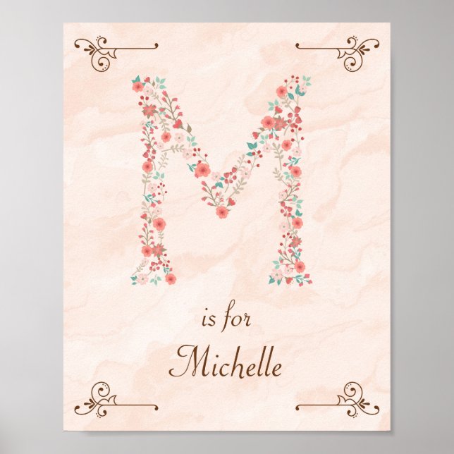 Initial M Baby Name Monogram Art Print Poster (Vorne)