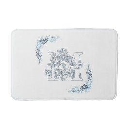 Initial "M" Blue Monogram Calm Floral Badematte