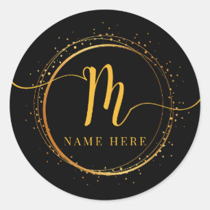 Initial-M-Floral-Letter für benutzerdefinierte Mon Runder Aufkleber