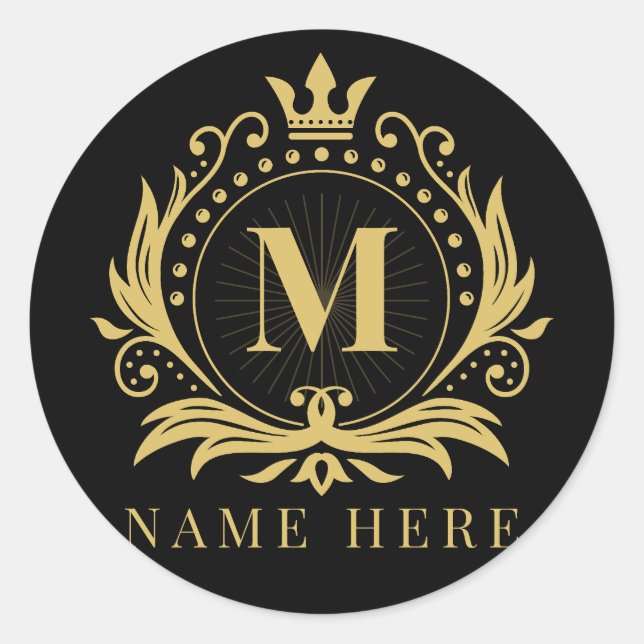 Initial-M-Floral-Letter für benutzerdefinierte Mon Runder Aufkleber (Vorderseite)