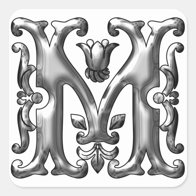 Initial M Hauptstadt Letter Monogram Aufkleber in  (Vorderseite)