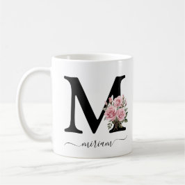 Initial M Monogramm Floral Blume Rosa Rosen Tasse