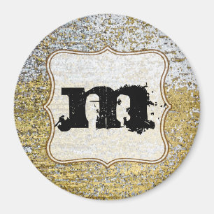 Initial Magnet Gold und Silver Grunge Monogram
