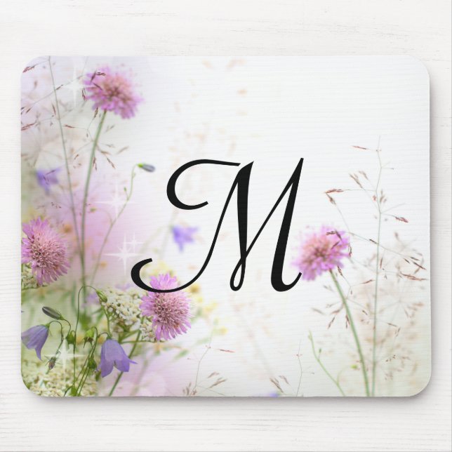 Initial-Maus-Pad der Lavender Wild Blume Mousepad (Vorne)