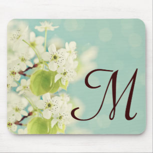 Initial-Mauspad mit weißem Kirschblossom Mousepad