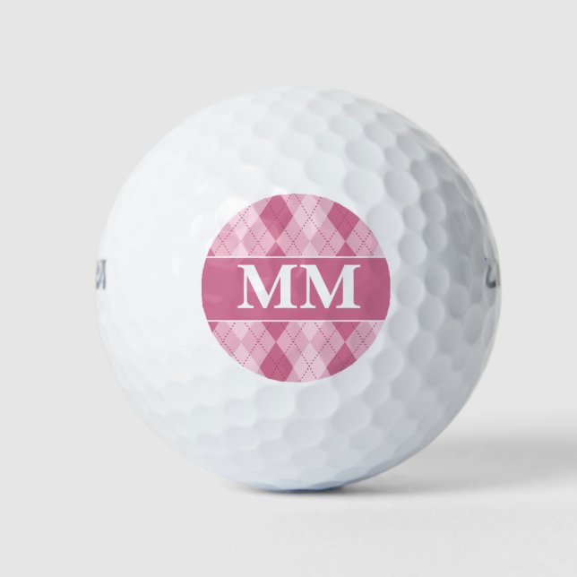 Initial Mauve und White Monogram Golfball (Vorderseite)