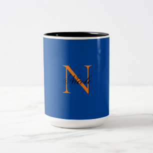 Initial Mit Monogramm handgeschriebener Eigenname  Zweifarbige Tasse