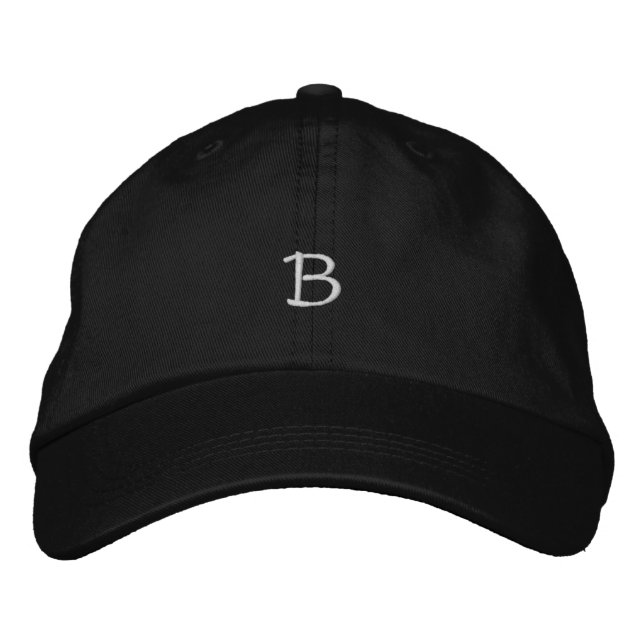 Initial Monogram B Letter Black Stickhut Bestickte Baseballkappe (Vorderseite)