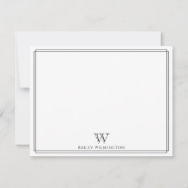 Initial Monogram Black Double Border Professional Mitteilungskarte