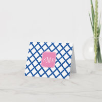 Initial Monogram Blue and White Bamboo Stationery