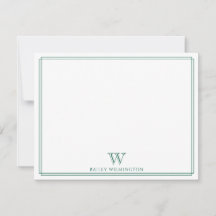 Initial Monogram Hunter Green Modern Border