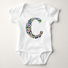 Initial Monogram Letter C Trendy Baby Strampler