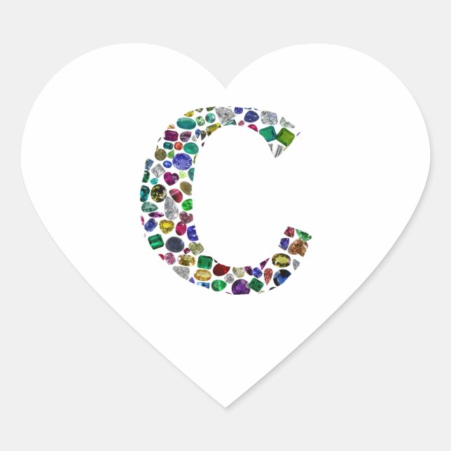 Initial Monogram Letter C Trendy Herz-Aufkleber (Vorderseite)