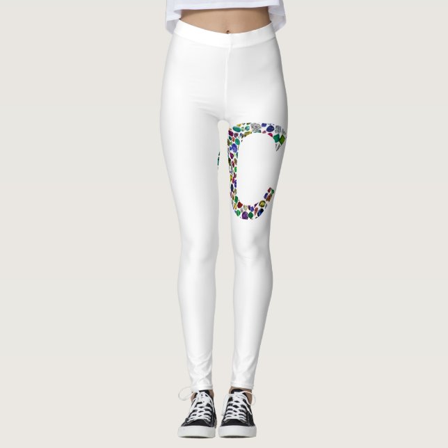 Initial Monogram Letter C Trendy Leggings (Vorderseite)