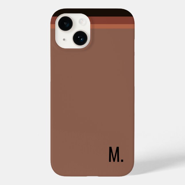 Initial Monogram Modernes Minimalistisch Brown hin Case-Mate iPhone Hülle (Rückseite)