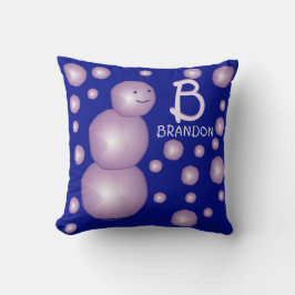 Initial Monogram Name Lila Snowman 3D Balls Dots Kissen