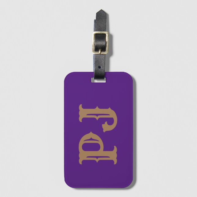 Initial Monogram Personalisiert Einfach Lila hinzu Gepäckanhänger (Vorderseite Vertikal)