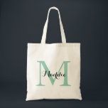 Initial Monogram Tote Bag, Minze Grün und Schwarz Tragetasche<br><div class="desc">Eine tolle Tasche für fast jeden! Diese Tasche hat einen großen Initial und einen Single Namen. Fügen Sie Ihre Informationen zum Vorlagenformular hinzu. Verwenden Sie die Funktion Anpassen,  um die Farbe,  den Stil,  die Größe oder die Position des Schriftartes zu ändern.</div>