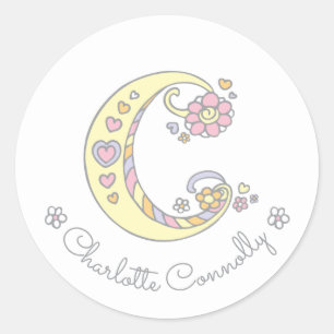 Initial-Monogramm-C-individuelle Name-ID-Aufkleber Runder Aufkleber