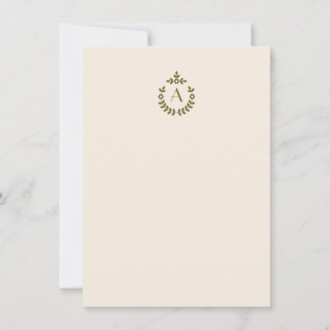 Initial Monogramm des eleganten botanischen Pendan Mitteilungskarte (Vorderseite)