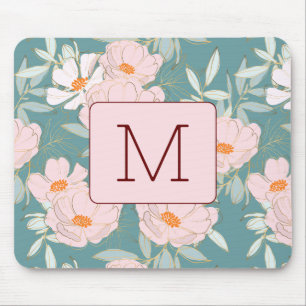 Initial monogramm Elegant farbenfroh blau pink Mousepad
