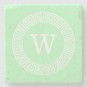 Initial-Monogramm für den kleinen weißen griechisc Steinuntersetzer