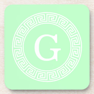 Initial-Monogramm für den kleinen weißen griechisc Untersetzer