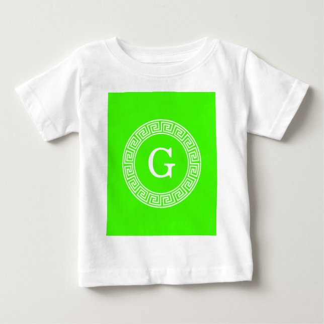 Initial-Monogramm für den Lime Green Wt griechisch Baby T-shirt (Vorderseite)