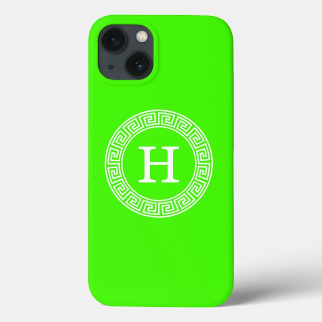 Initial-Monogramm für den Lime Green Wt griechisch Case-Mate iPhone Hülle (Rückseite)