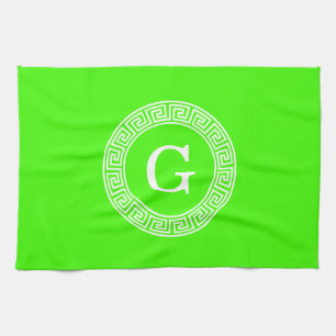 Initial-Monogramm für den Lime Green Wt griechisch Geschirrtuch