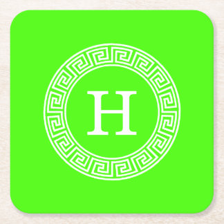 Initial-Monogramm für den Lime Green Wt griechisch Rechteckiger Pappuntersetzer