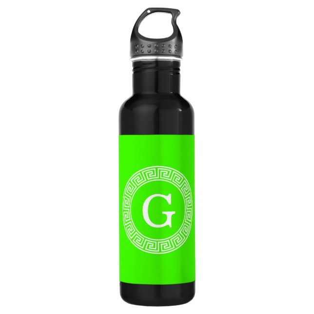 Initial-Monogramm für den Lime Green Wt griechisch Trinkflasche (Vorderseite)