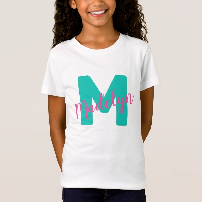 Initial Monogramm für Mädchen mit Personalisiertem T-Shirt (Vorderseite)