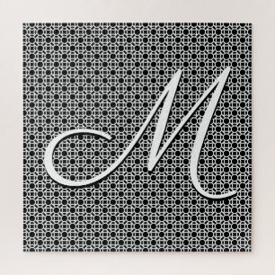 Initial-Monogramm mit Schwarz-Weiß-Geometrie Puzzle