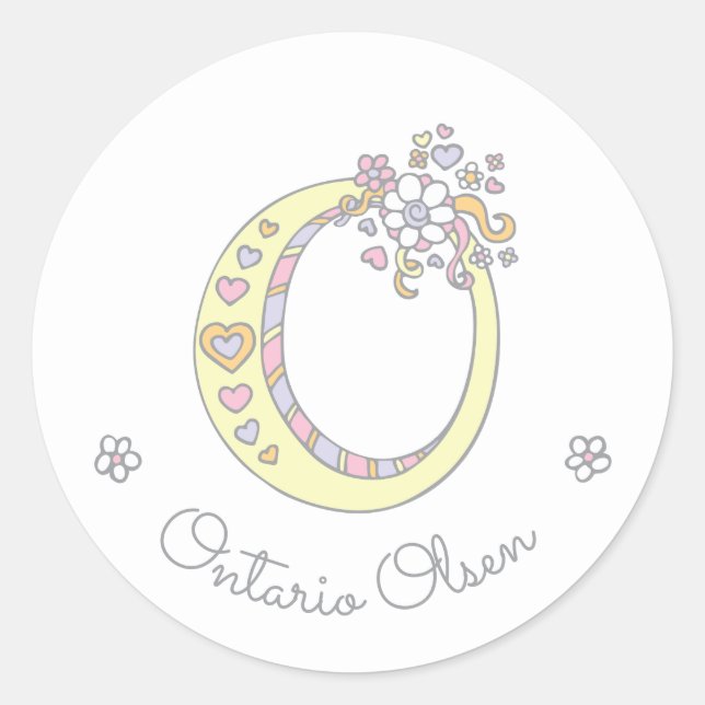 Initial-Monogramm-O-individuelle Name-ID-Aufkleber Runder Aufkleber (Vorderseite)